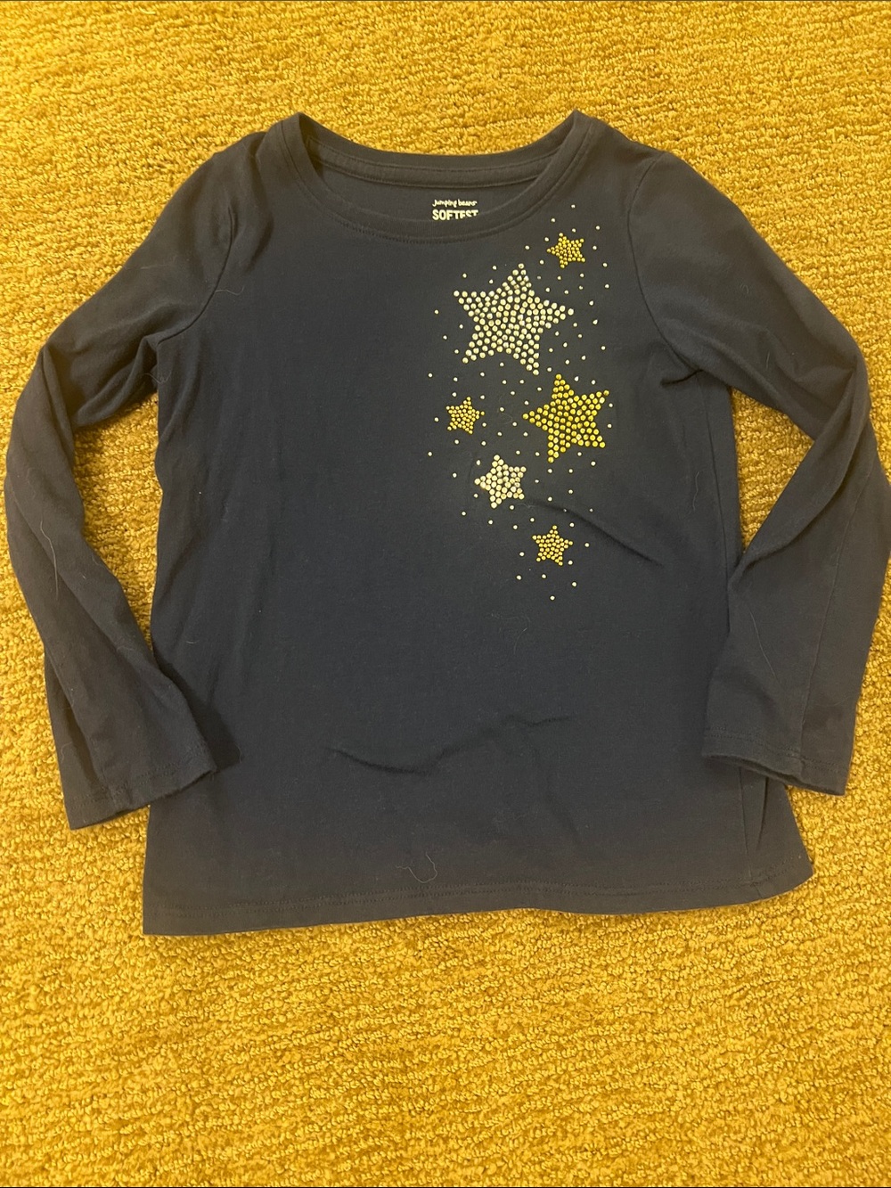 jumping beans Navy Long-Sleeve Tee with Gold Star Studs